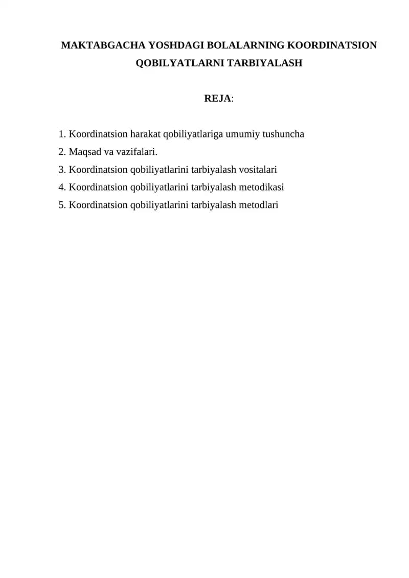 Koordinatsion qobiliyatlarini tarbiyalash mеtodikasi