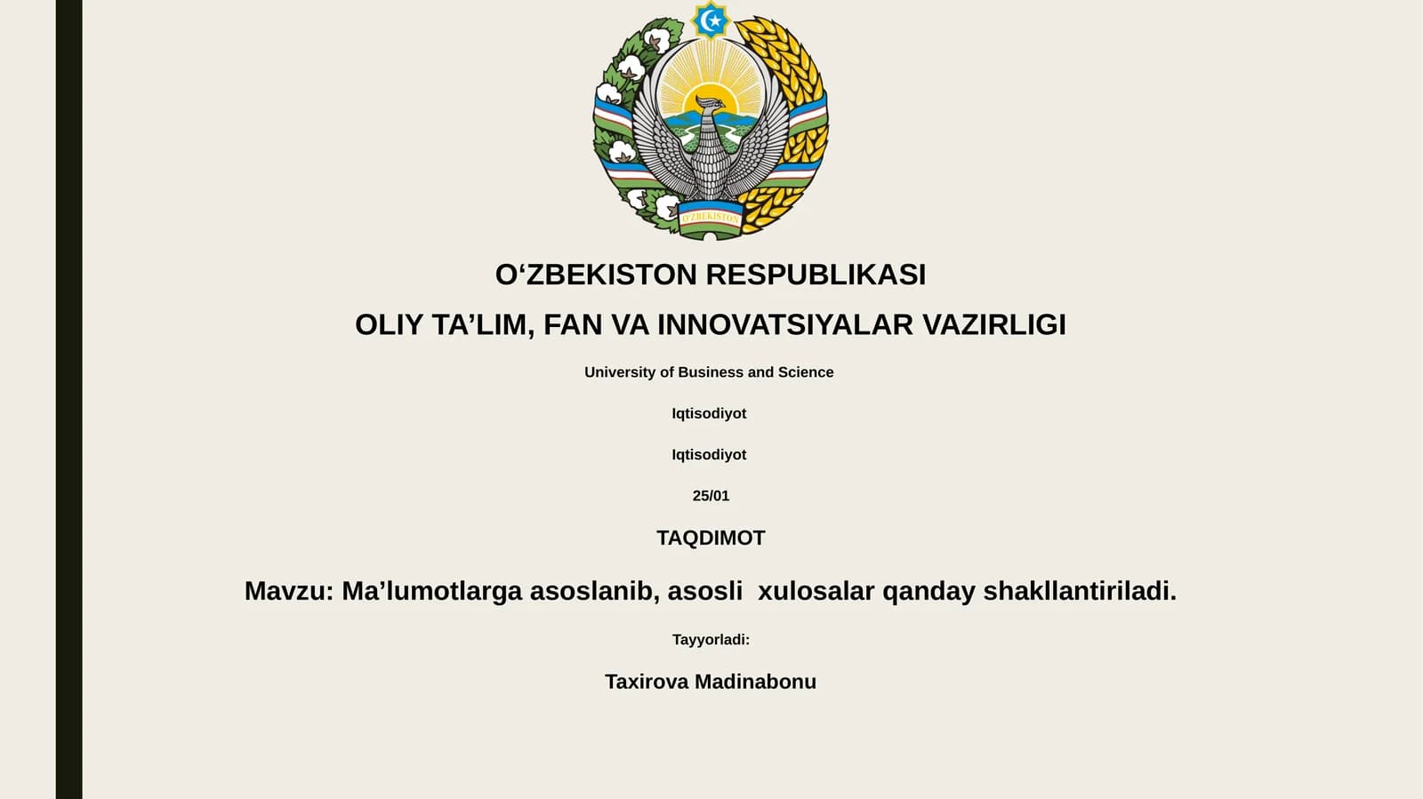 Ma’lumotlardan xulosaga kelish jarayoni
