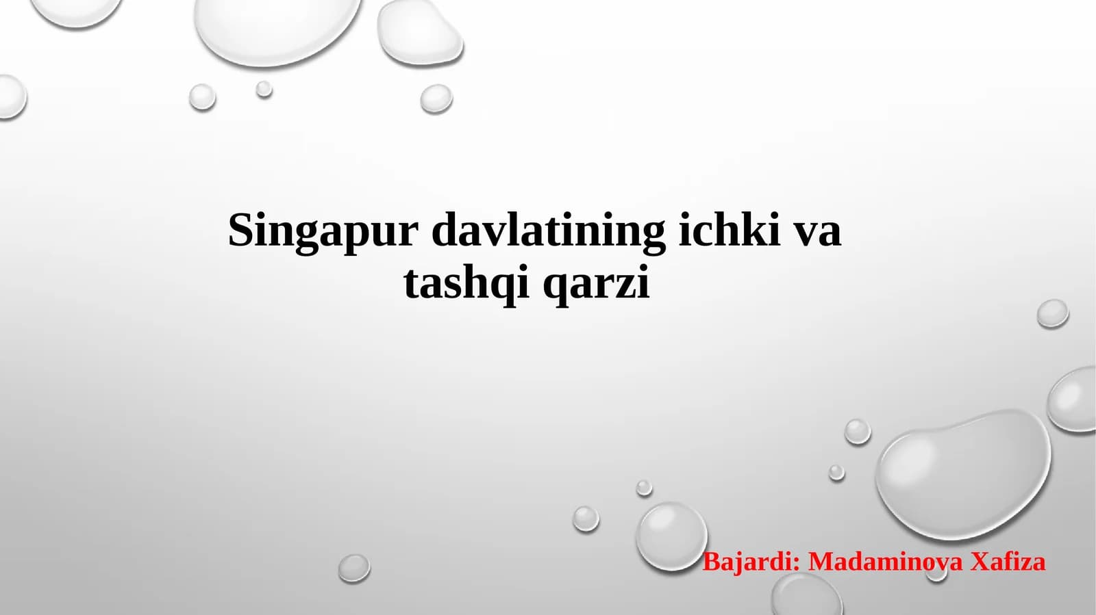 Singapur davlatining ichki va tashqi qarzi