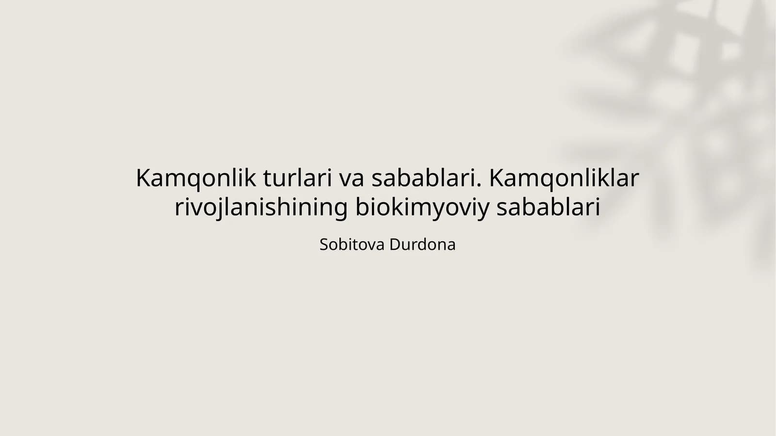 Kamqonlik turlari va sabablari. Kamqonliklar rivojlanishining biokimyoviy sabablari
