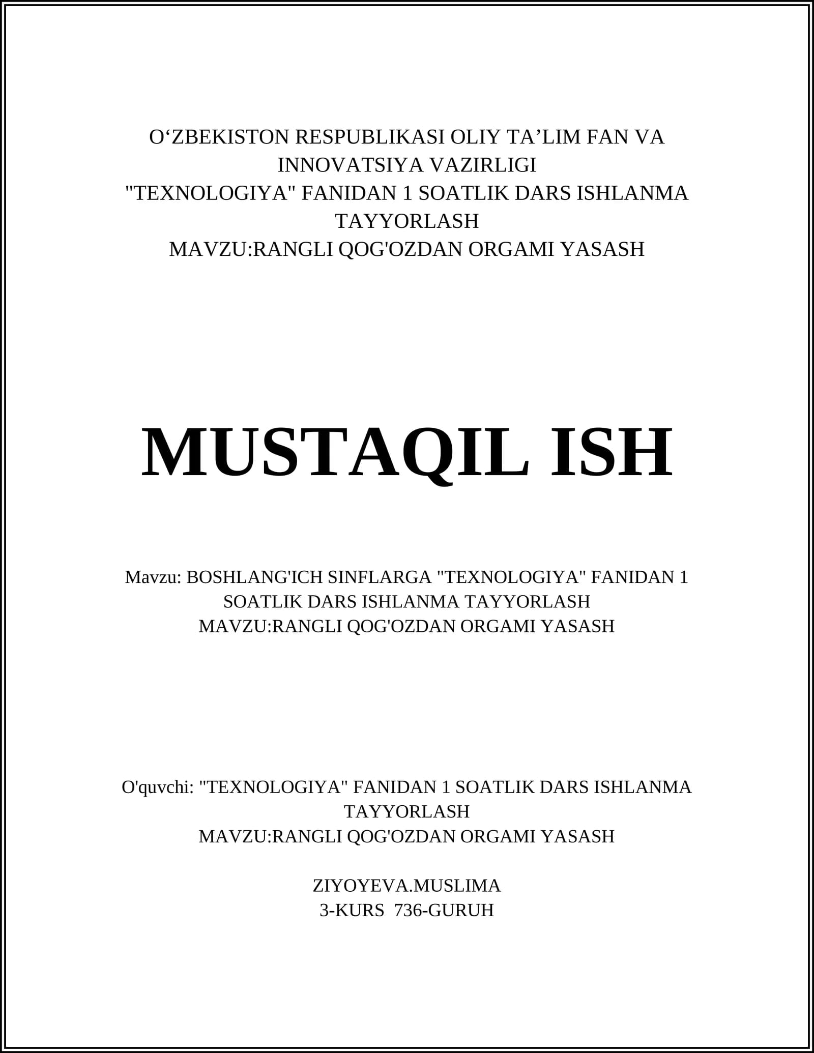Rangi qog'ozdan orgami yasash