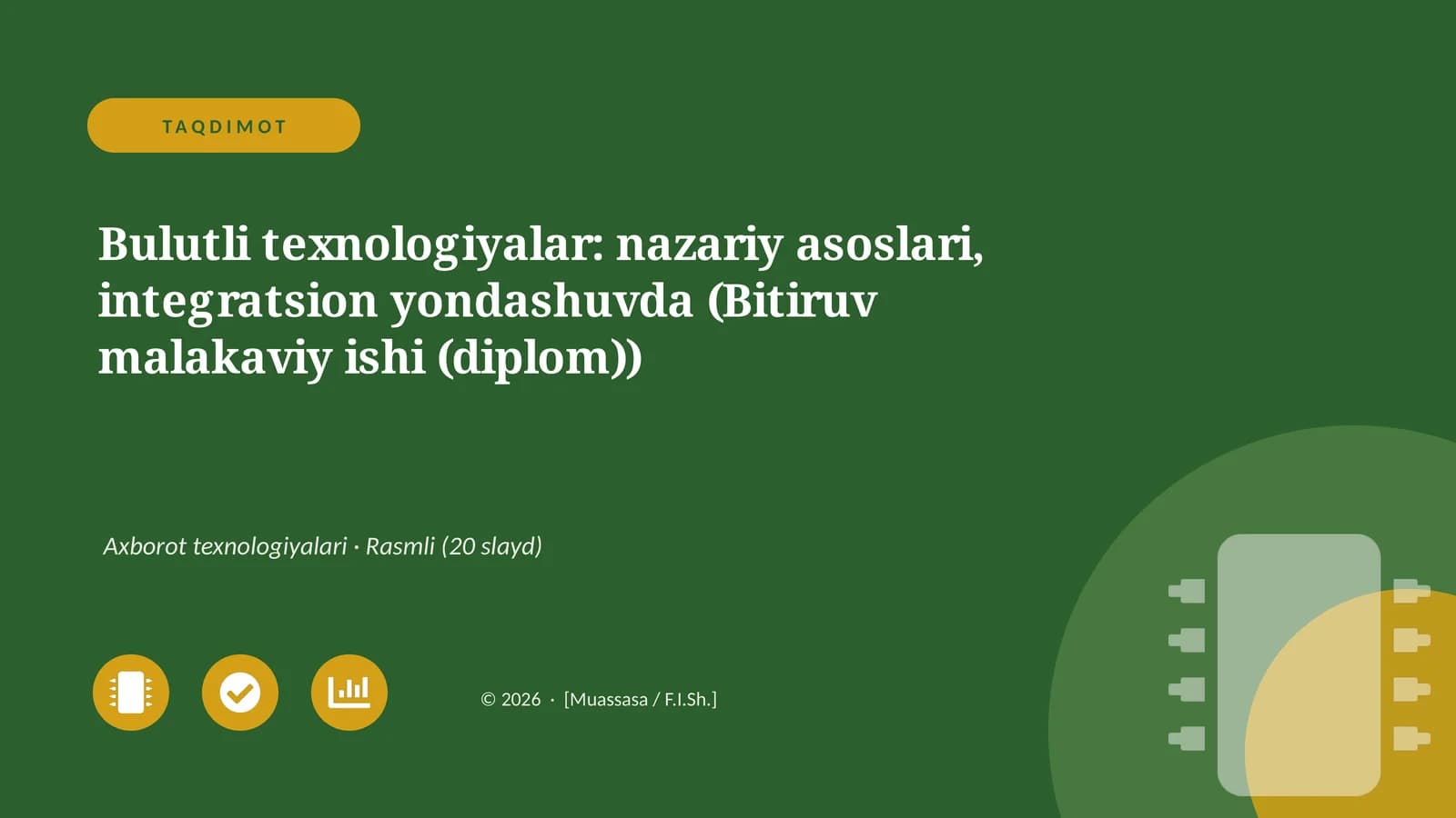 Bulutli texnologiyalar: nazariy asoslari, integratsion yondashuvda (Bitiruv malakaviy ishi (diplom))