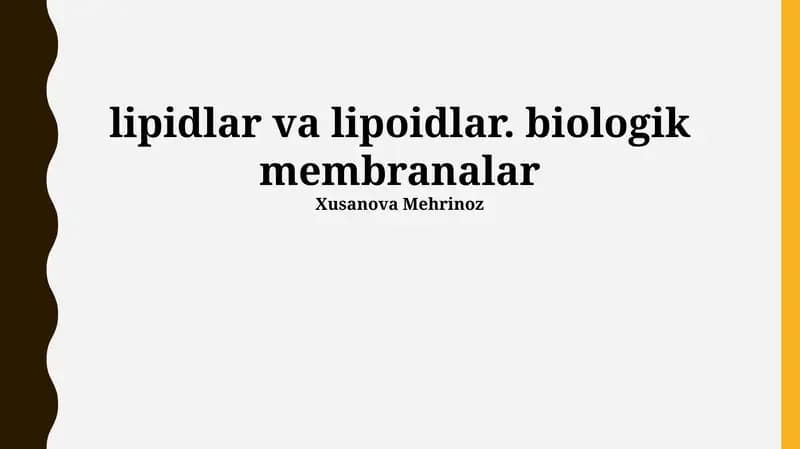 Lipidlar va Lipoidlar