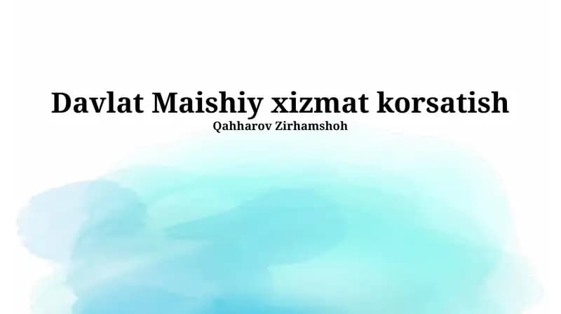 Davlat Maishiy xizmat korsatish