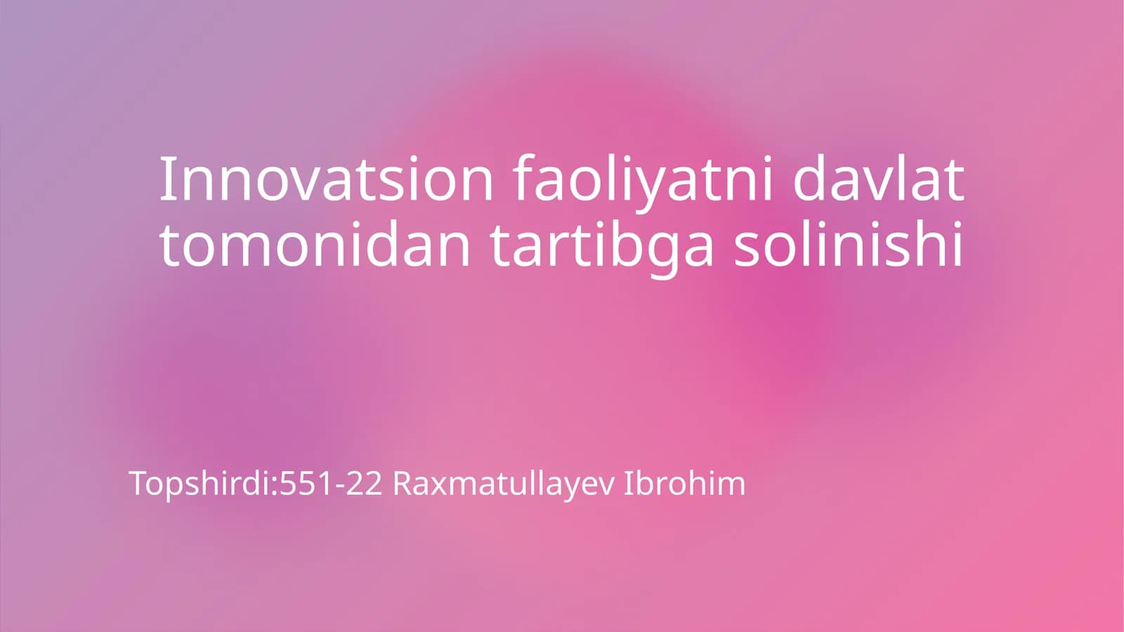 Innovatsion faoliyatni tartibga solish