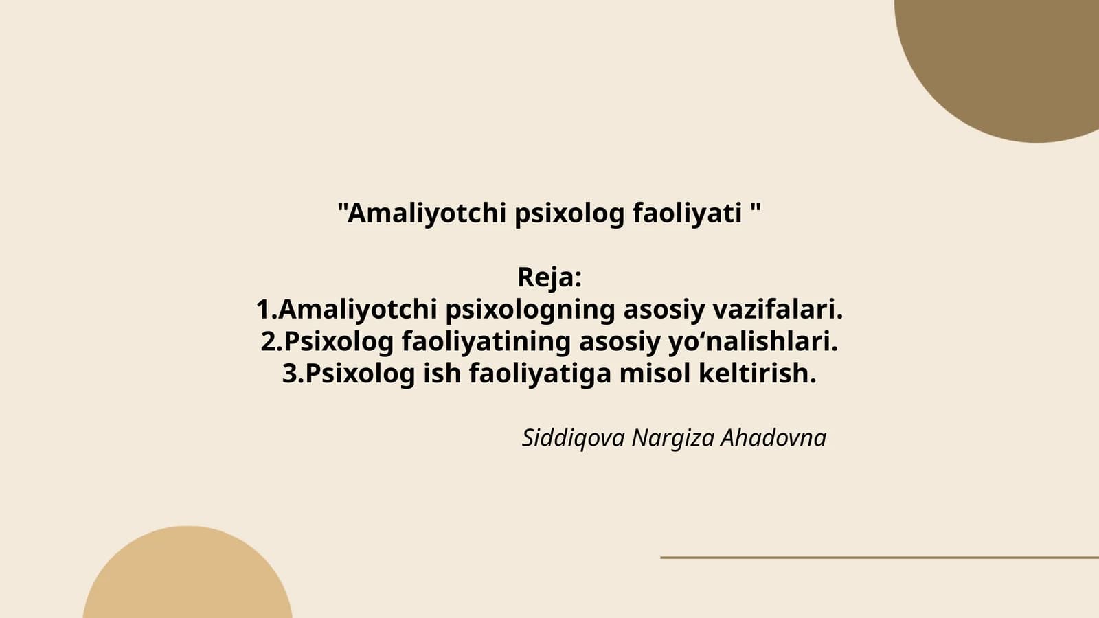 Amaliyotchi psixolog faoliyati