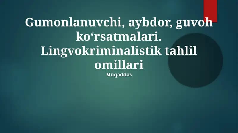 Lingvokriminalistik tahlil omillari