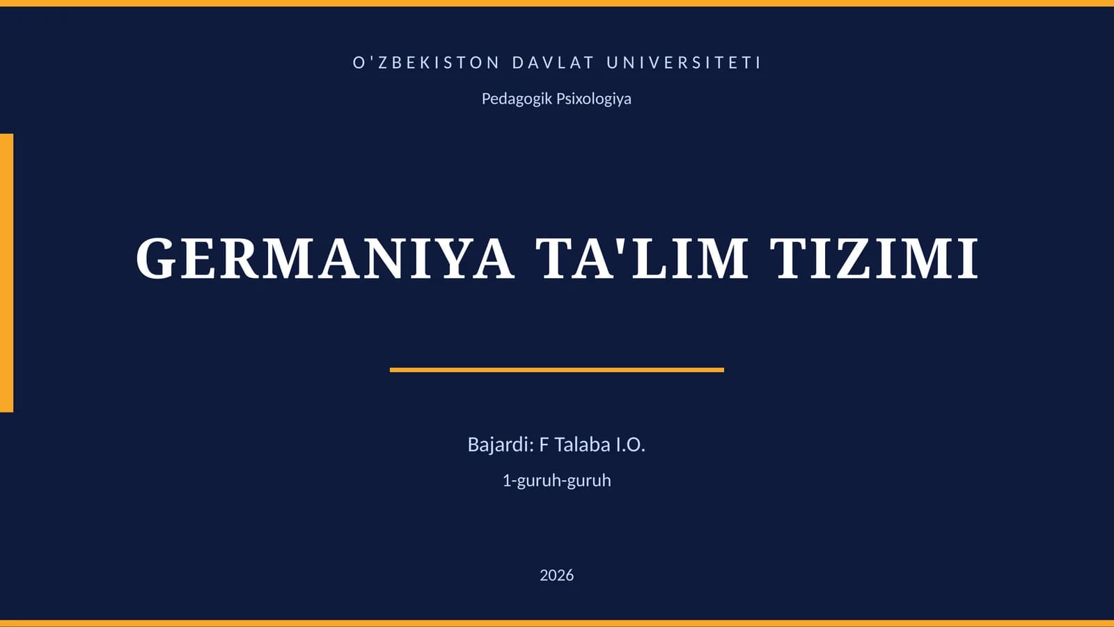 GERMANIYA TA'LIM TIZIMI
