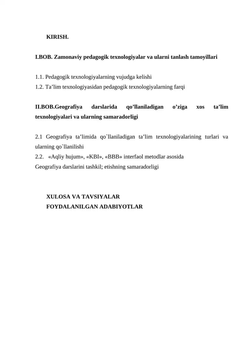 Zamonaviy pedagogik texnologiyalar va ularni tanlash tamoyillari