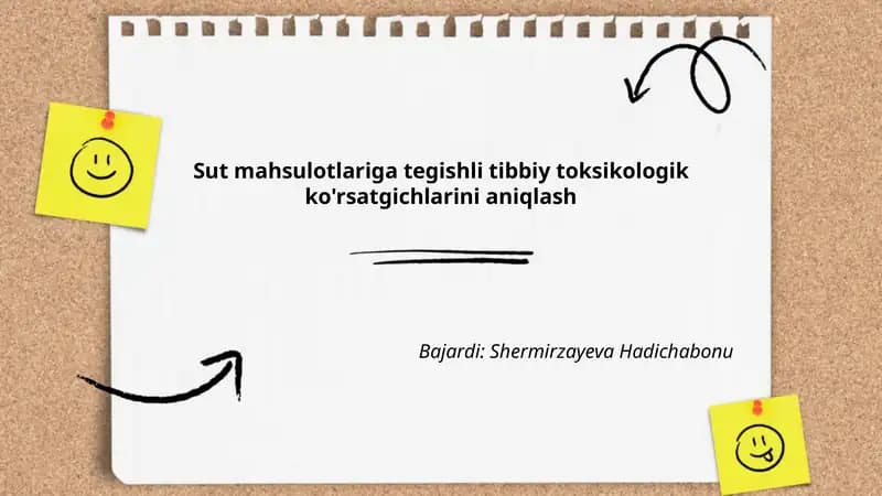 Sut mahsulotlariga tegishli tibbiy toksikologik ko'rsatgichlarini aniqlash