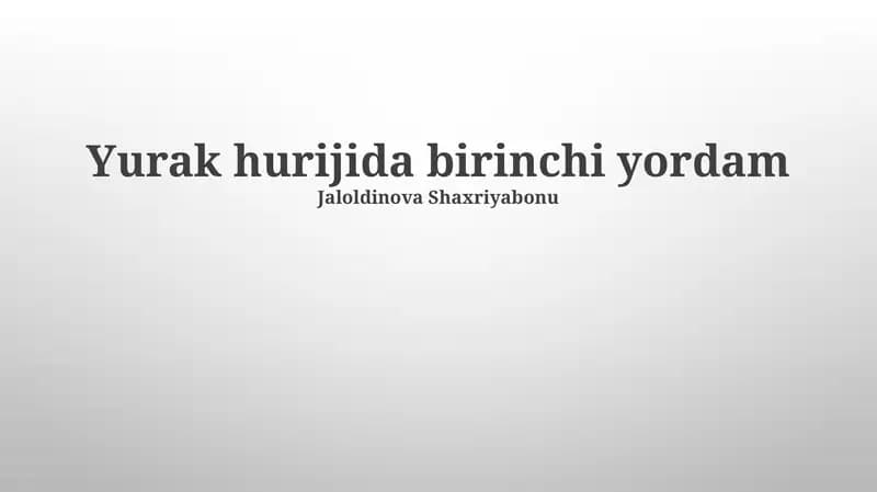 Yurak hurijida birinchi yordam