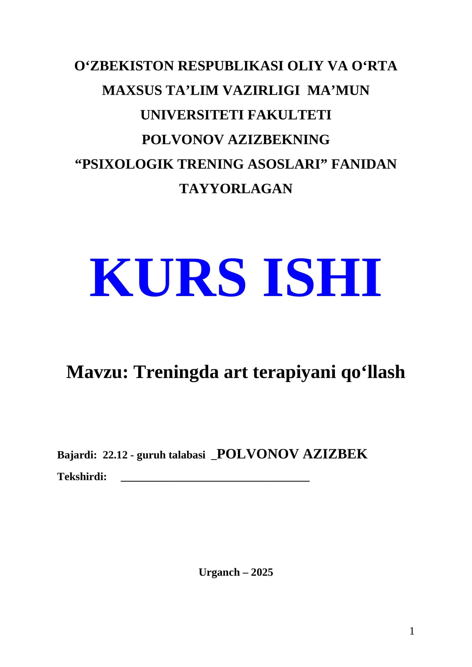 Treningda art terapiyani qoʻllash