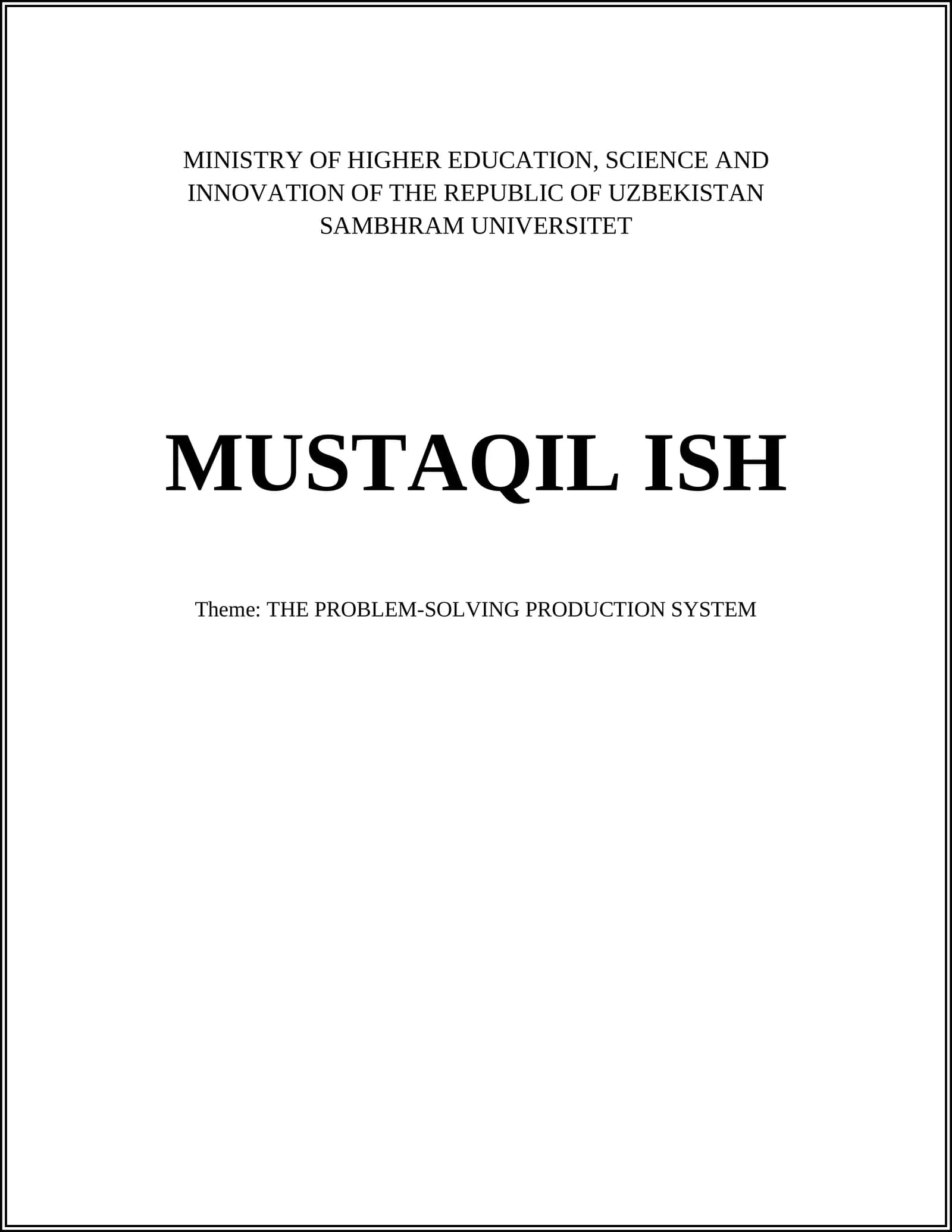 Problem-Solving Production System