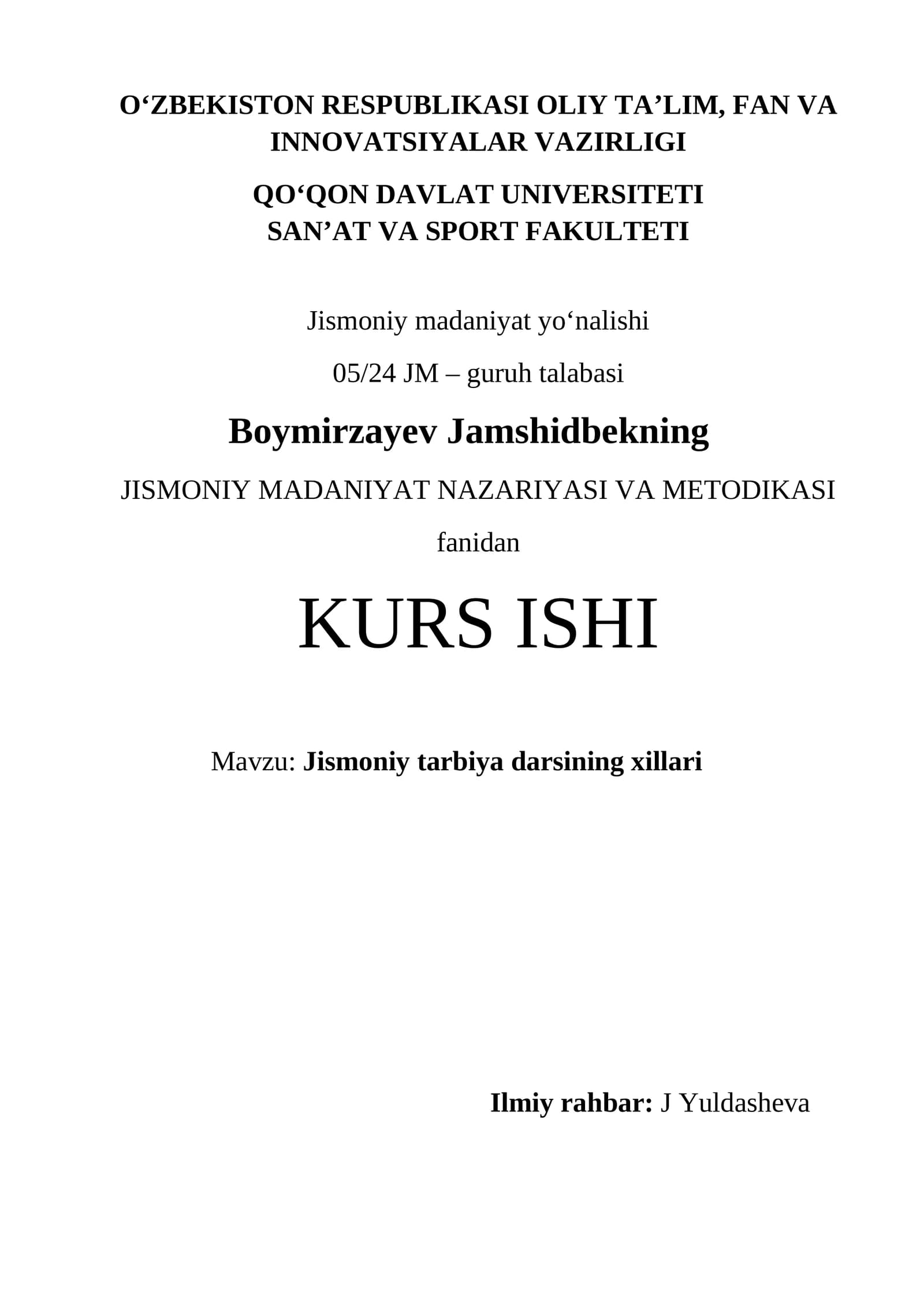 Jismoniy tarbiya darslarining xillari