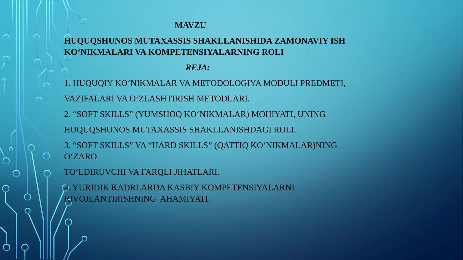 HUQUQSHUNOS MUTAXASSIS SHAKLLANISHIDA ZAMONAVIY ISH KO‘NIKMALARI VA KOMPETENSIYALARNING ROLI