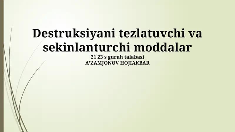 Korroziv moddalar va korroziyani sekinlashtiruvchi moddalar