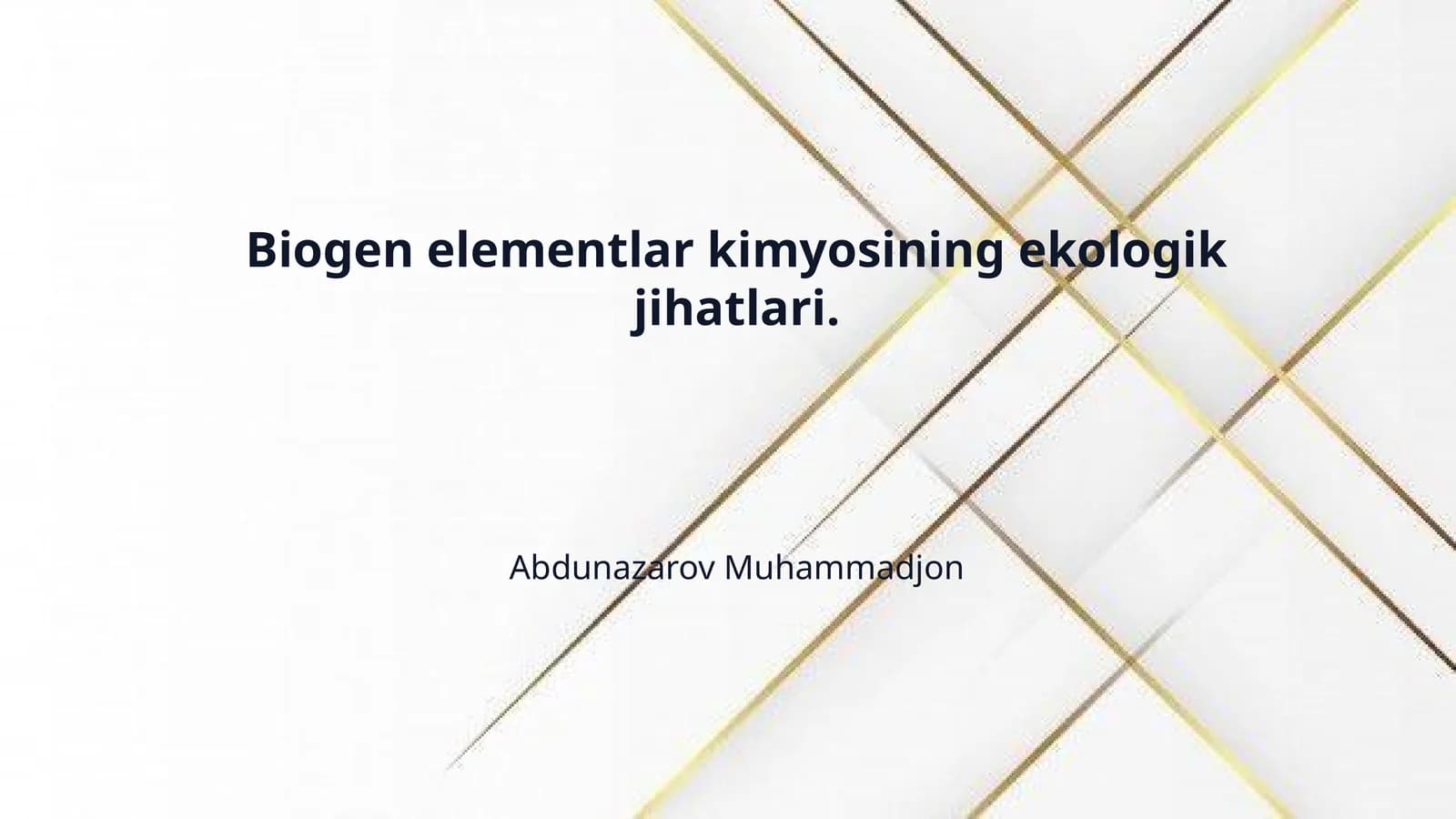 Biogen elementlar kimyosining ekologik jihatlari.