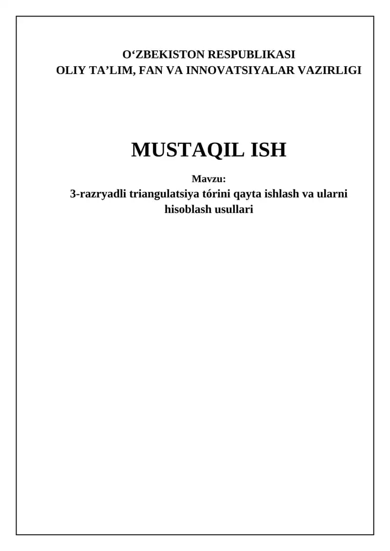 3-tartibli triangulyatsiya tarmoqlari