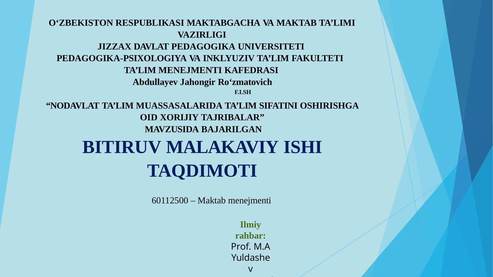 NODAVLAT TA’LIM MUASSASALARIDAGITA’LIM SIFATINING NAZARIY VA METODOLOGIK ASOSLARI
