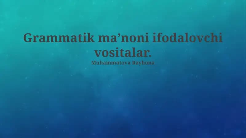 Grammatik ma’noni ifodalovchi vositalar
