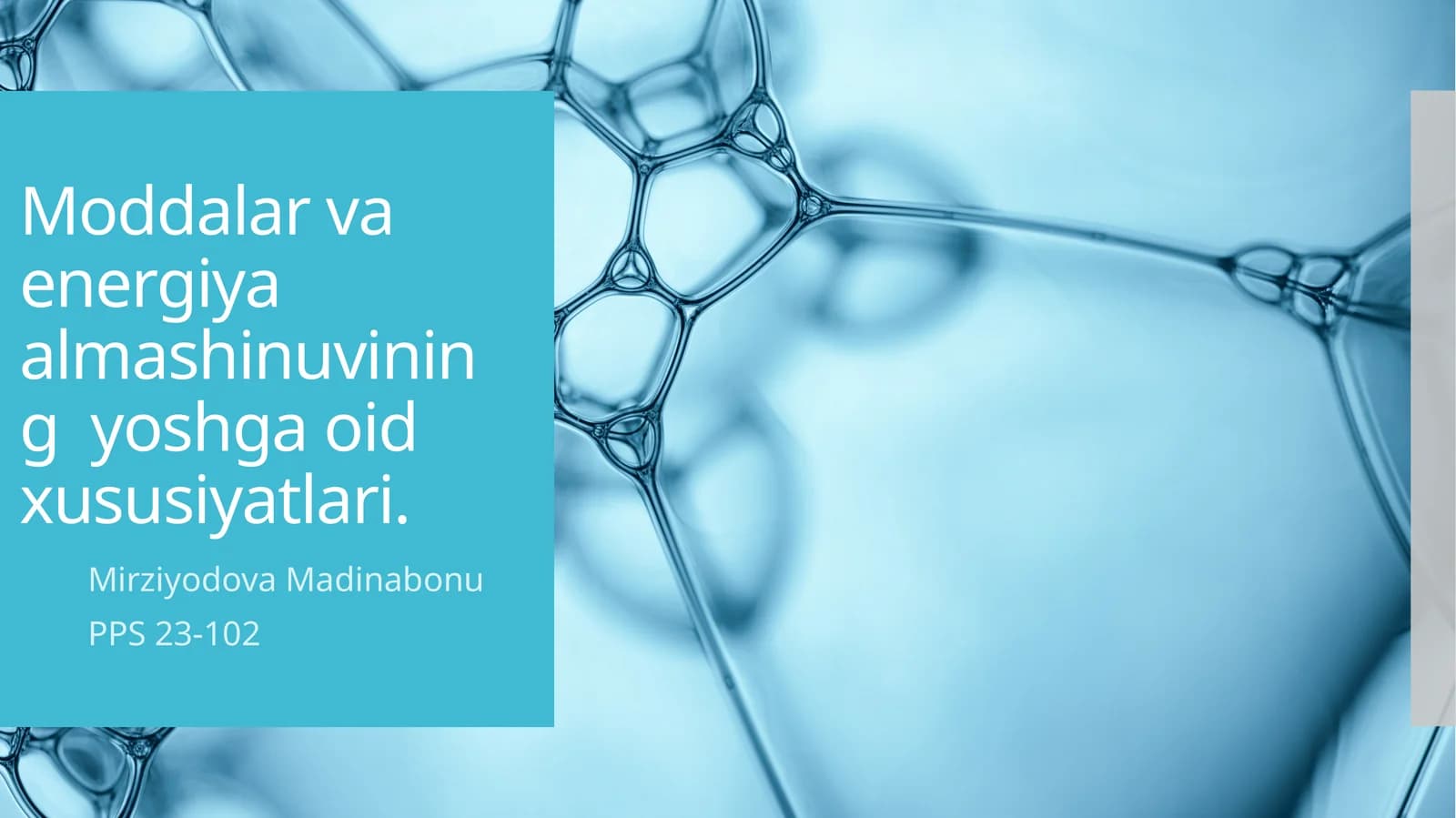 Moddalar va energiya almashinuvining yoshga oid xususiyatlari