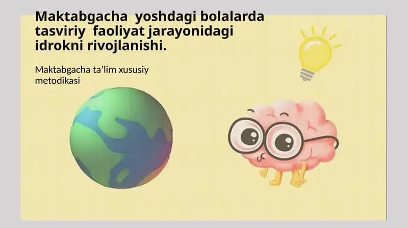 Maktabgacha  yoshdagi bolalarda tasviriy  faoliyat jarayonidagi idrokni rivojlanishi.