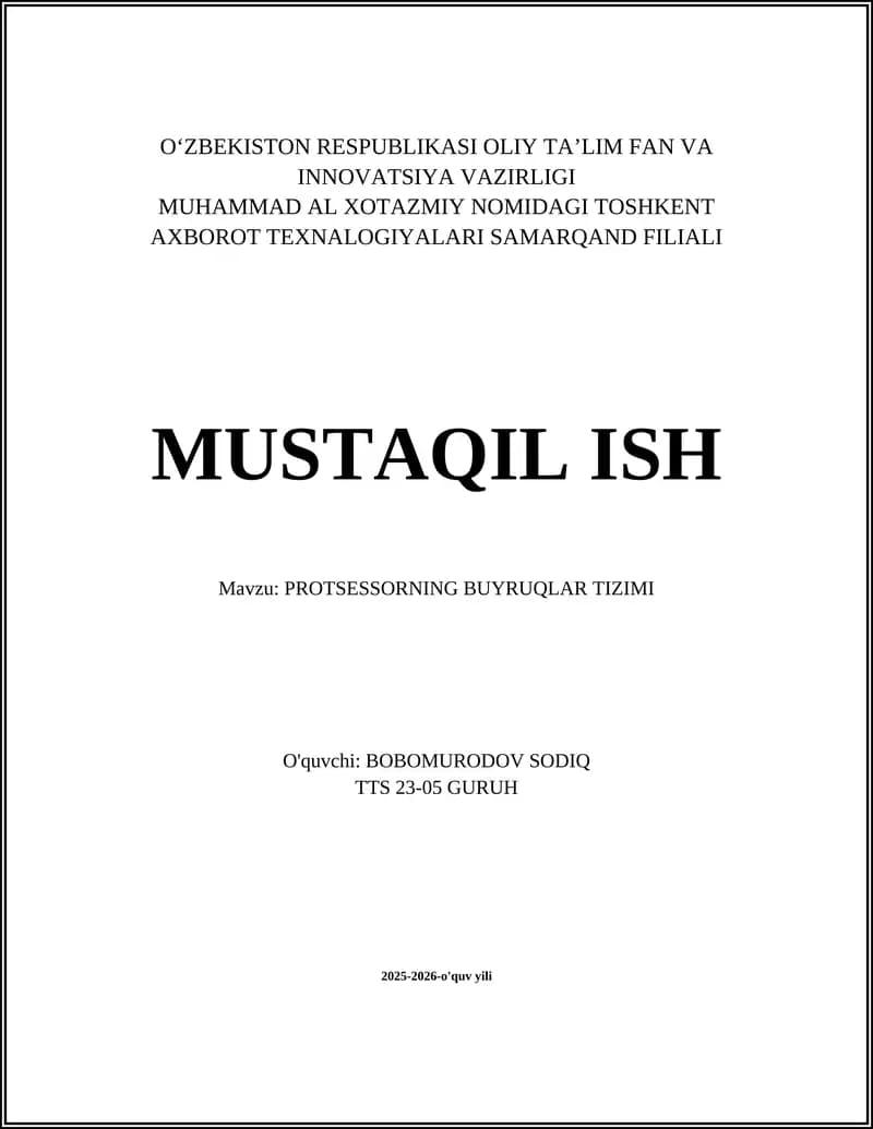 Protsessorning buyruqlar tizimi