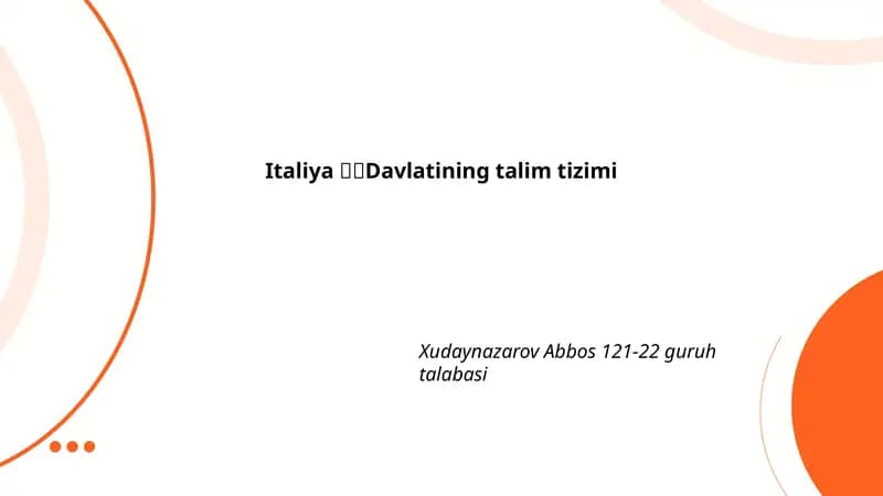 Italiya 🇮🇹Davlatining talim tizimi