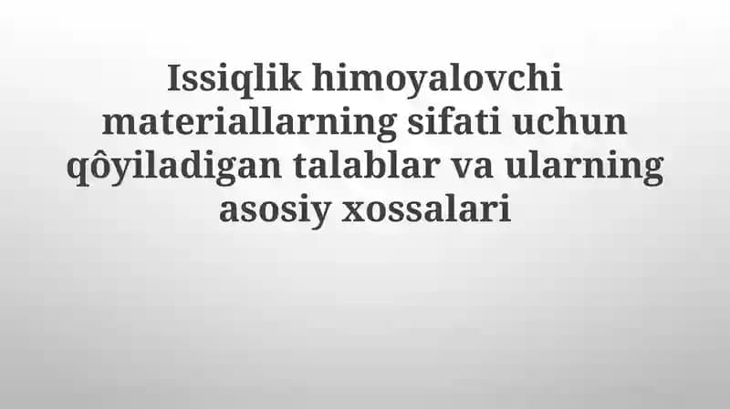Issiqlikdan himoya qiluvchi materiallar
