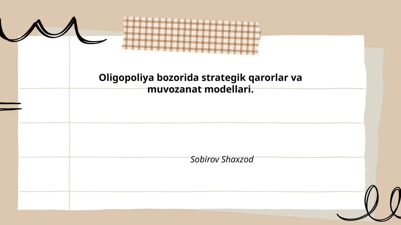 Oligopoliya bozorida strategik qarorlar va muvozanat modellari