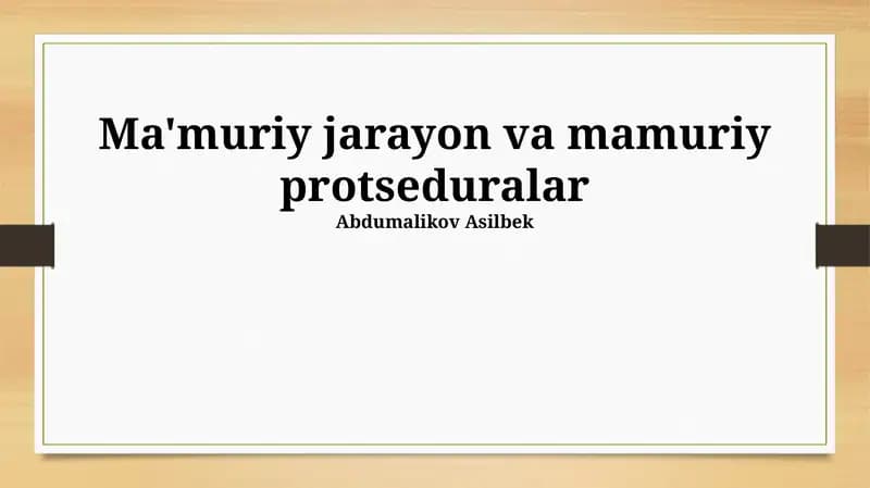 Ma'muriy jarayon va mamuriy protseduralar