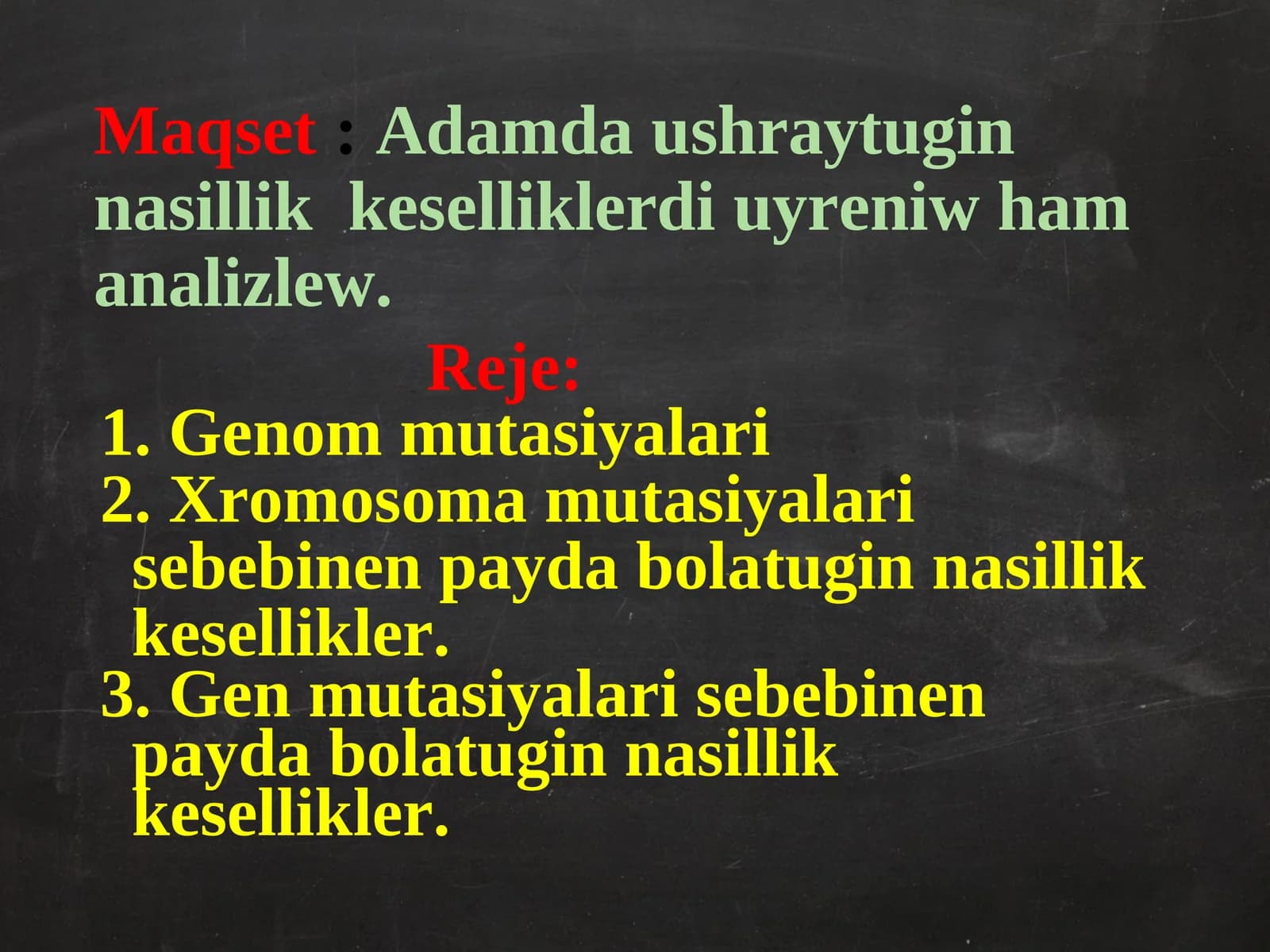 Adamda ushraytugin nasillik keselliklerdi uyreniw ham analizlew