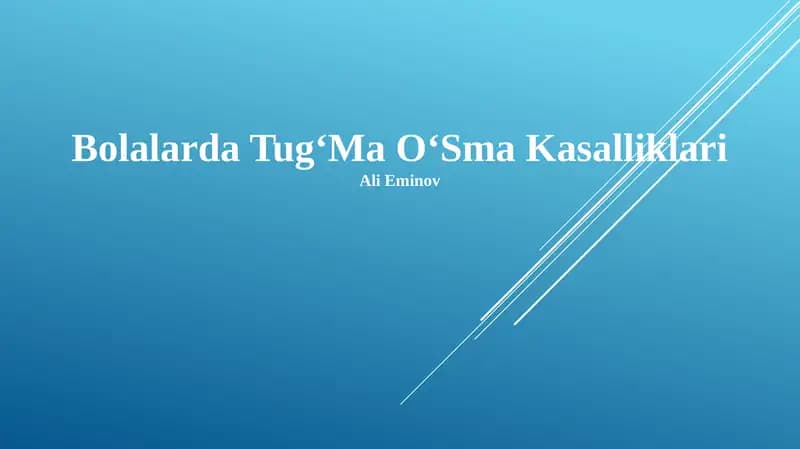 TugʻMa OʻSma Kasalliklari