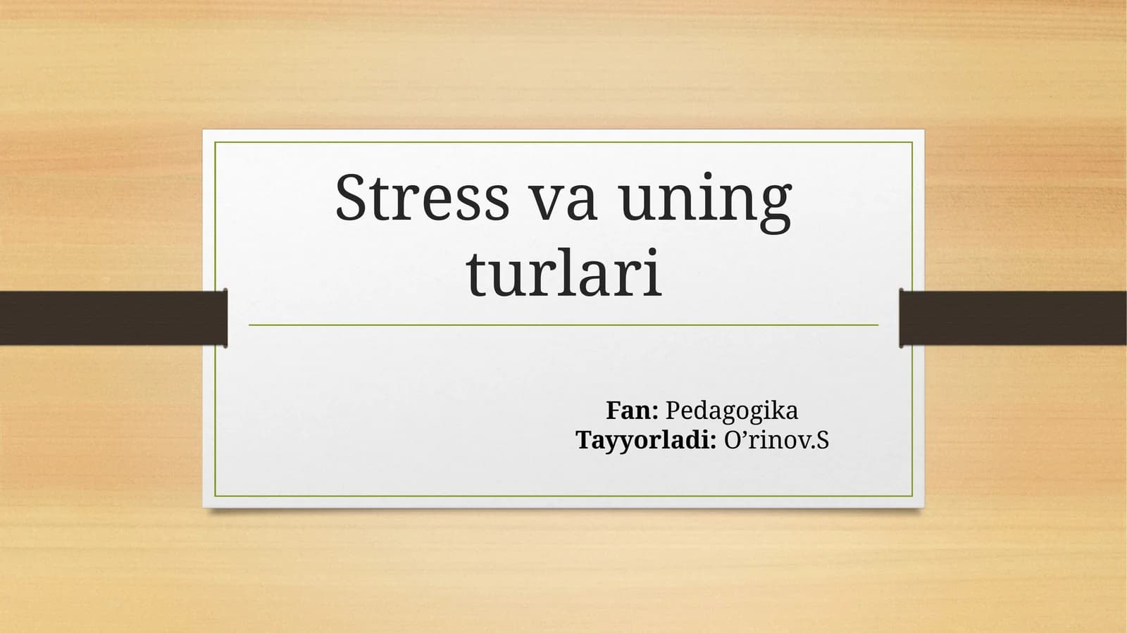 Stress va uning turlari