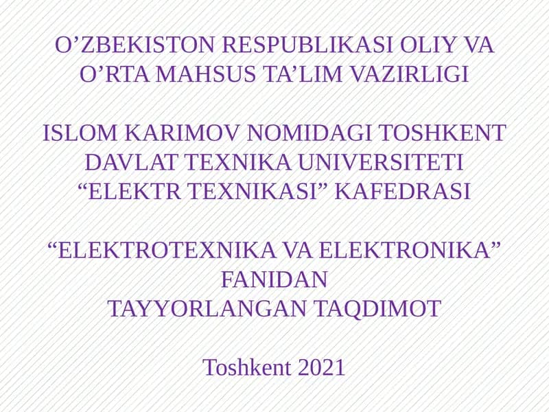 ELEKTRONIKA ASOSLARI
