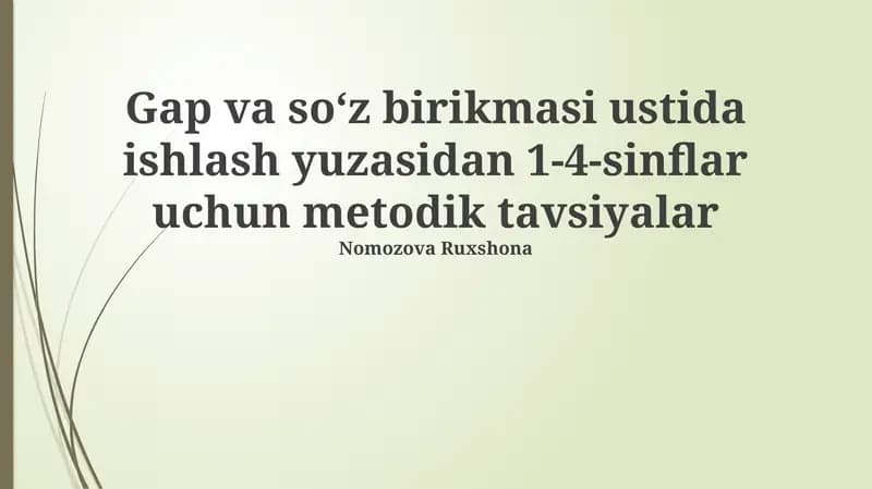 1-4-sinflar uchun metodik tavsiyalar
