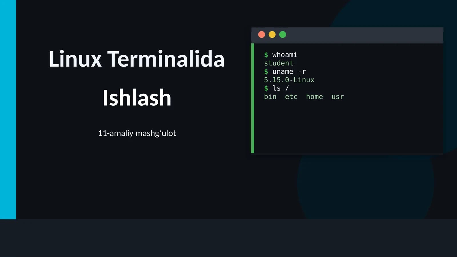 Linux Terminalida Ishlash