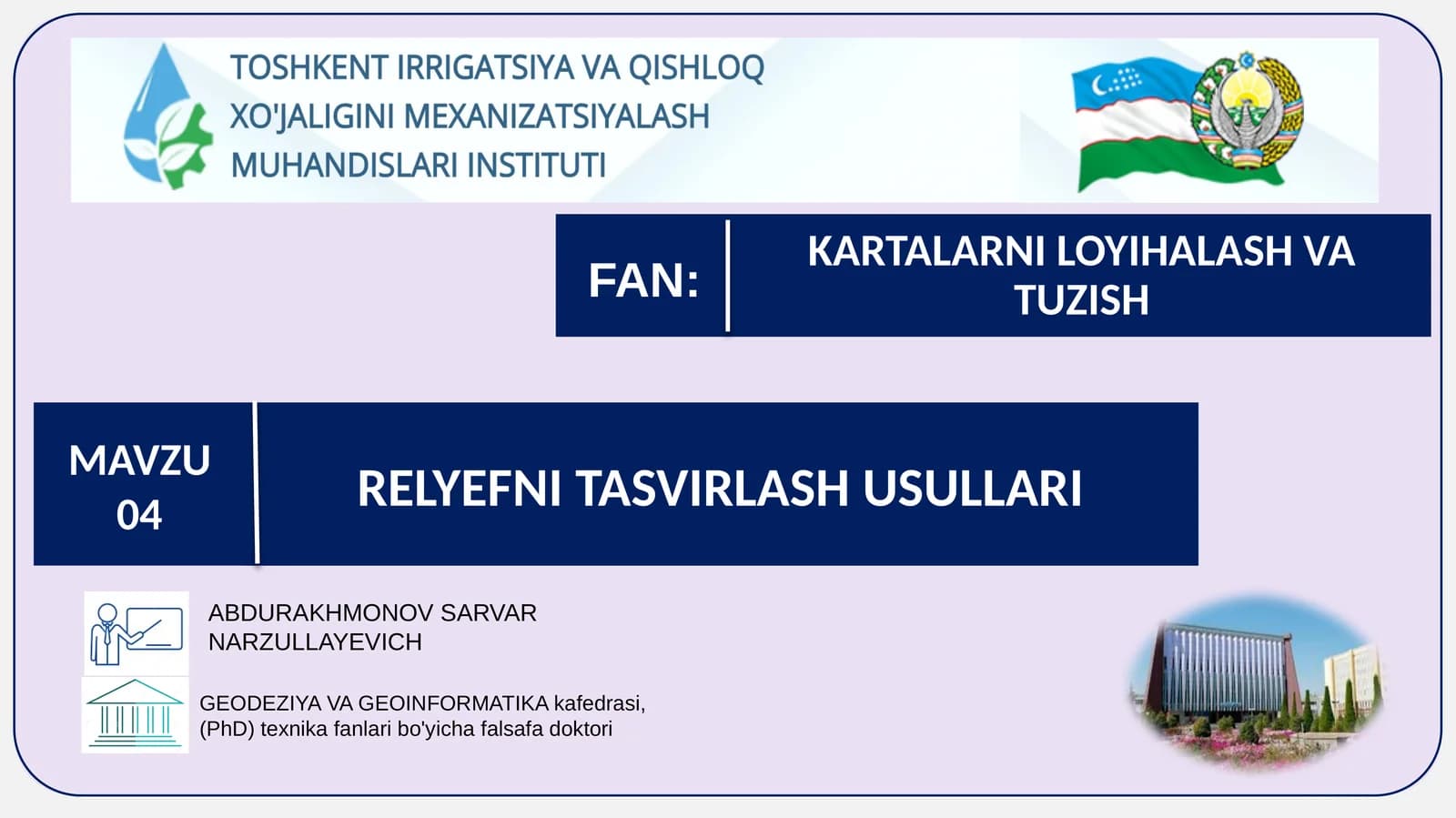 RELYEFNI TASVIRLASH USULLARI