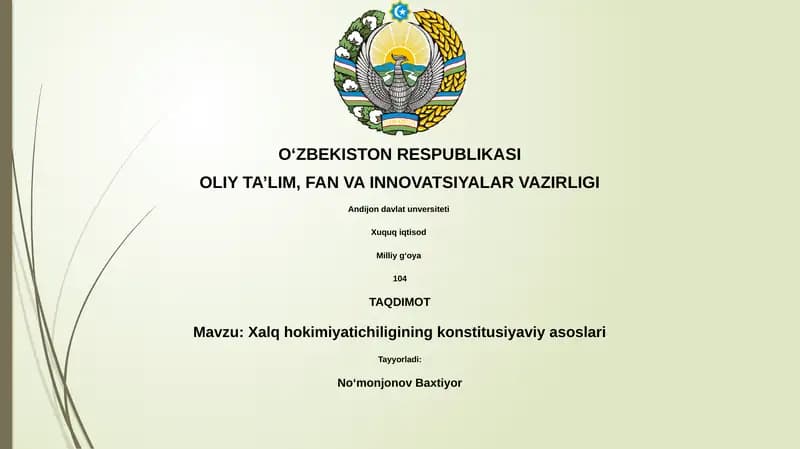 Xalq hokimiyatichiligining konstitusiyaviy asoslari