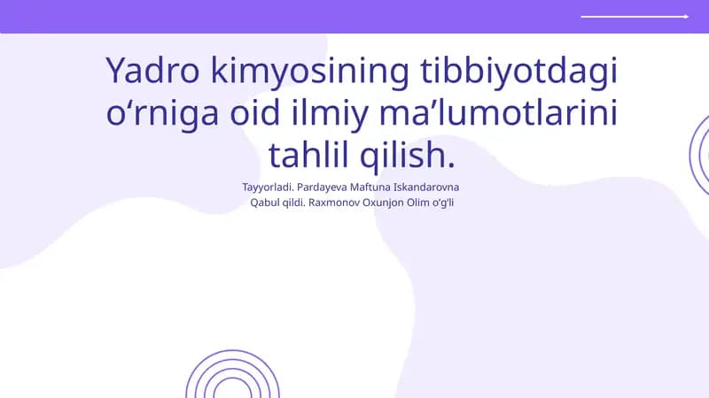 Yadro kimyosining tibbiyotdagi o'rni