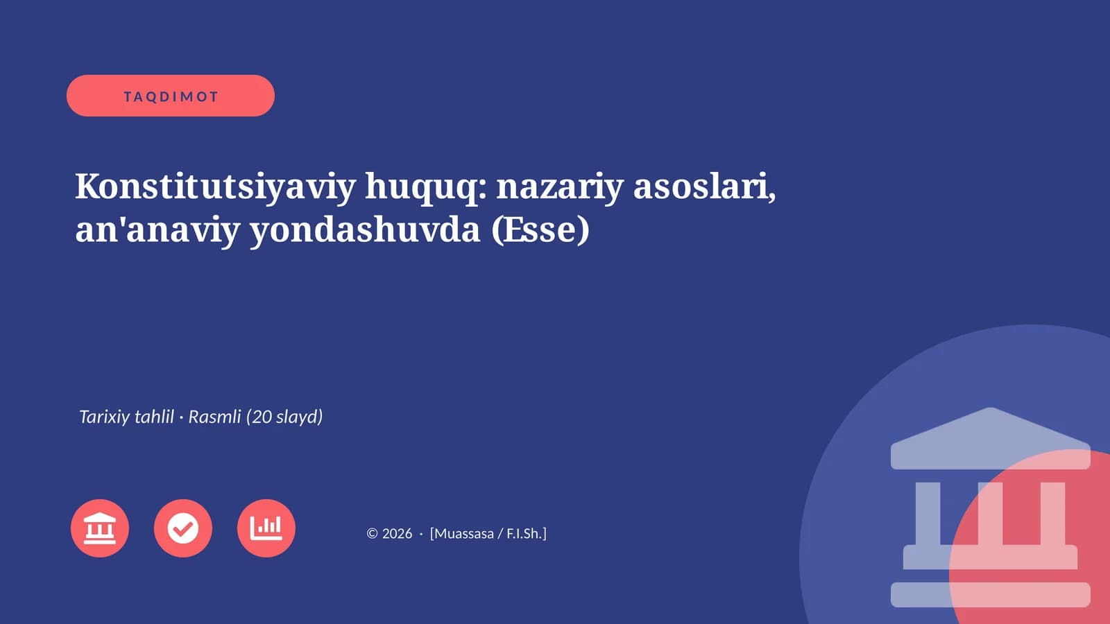 Konstitutsiyaviy huquq: nazariy asoslari, an'anaviy yondashuvda (Esse)