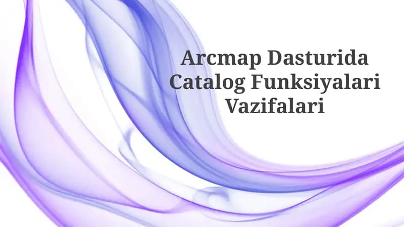 ArcMap Dasturida CatalogFunksiyalariVazifalari