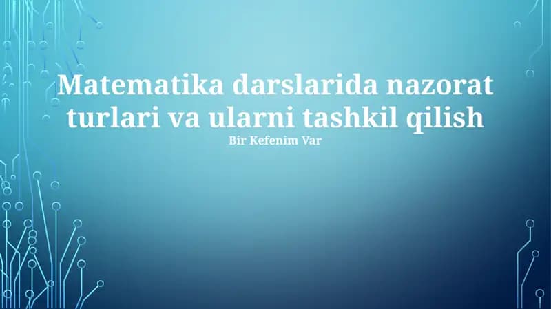 Matematikada Baholash Turlari