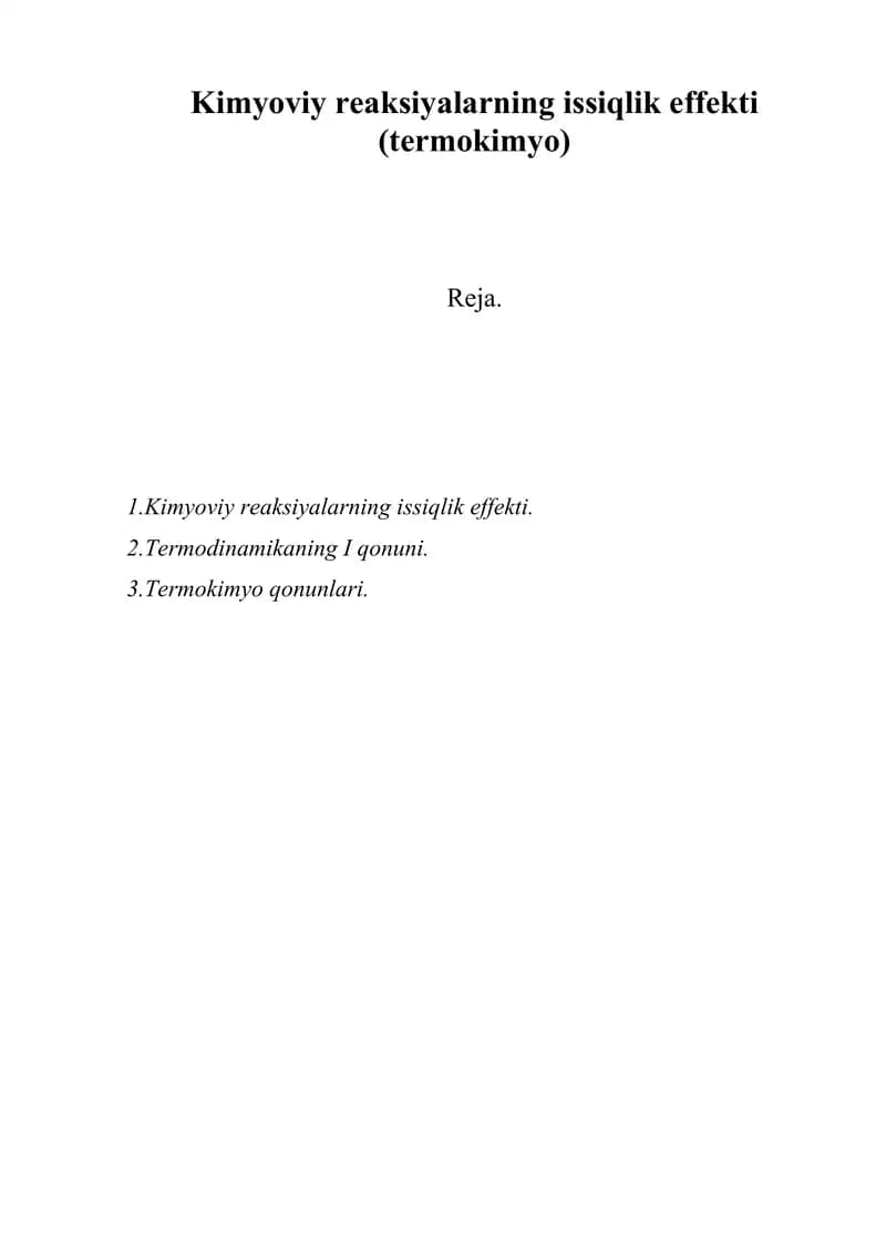 Kimyoviy reaksiyalarning issiqlik effekti
