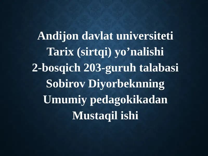 Ta’lim metodlari va vositalari: tahlil mavzusi