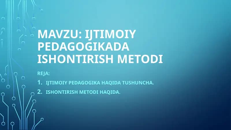 Ijtimoiy pedagogikada ishontirish metodi