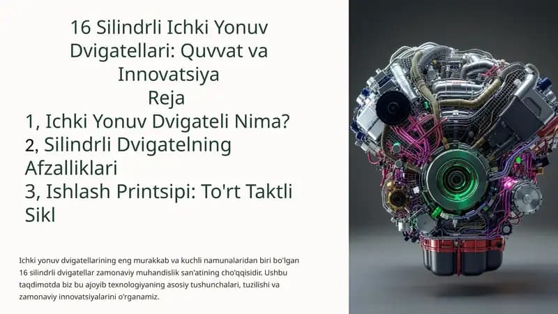 16 Silindrli Ichki Yonuv Dvigatellari