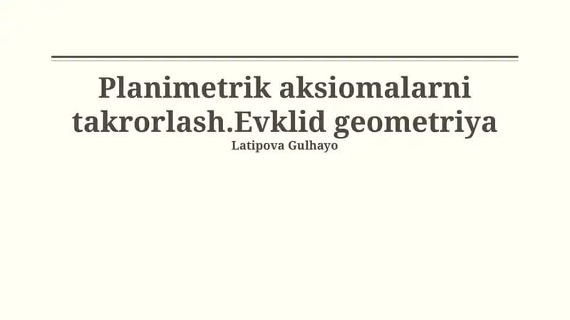 Evklid Geometriyasi Aksiomalari