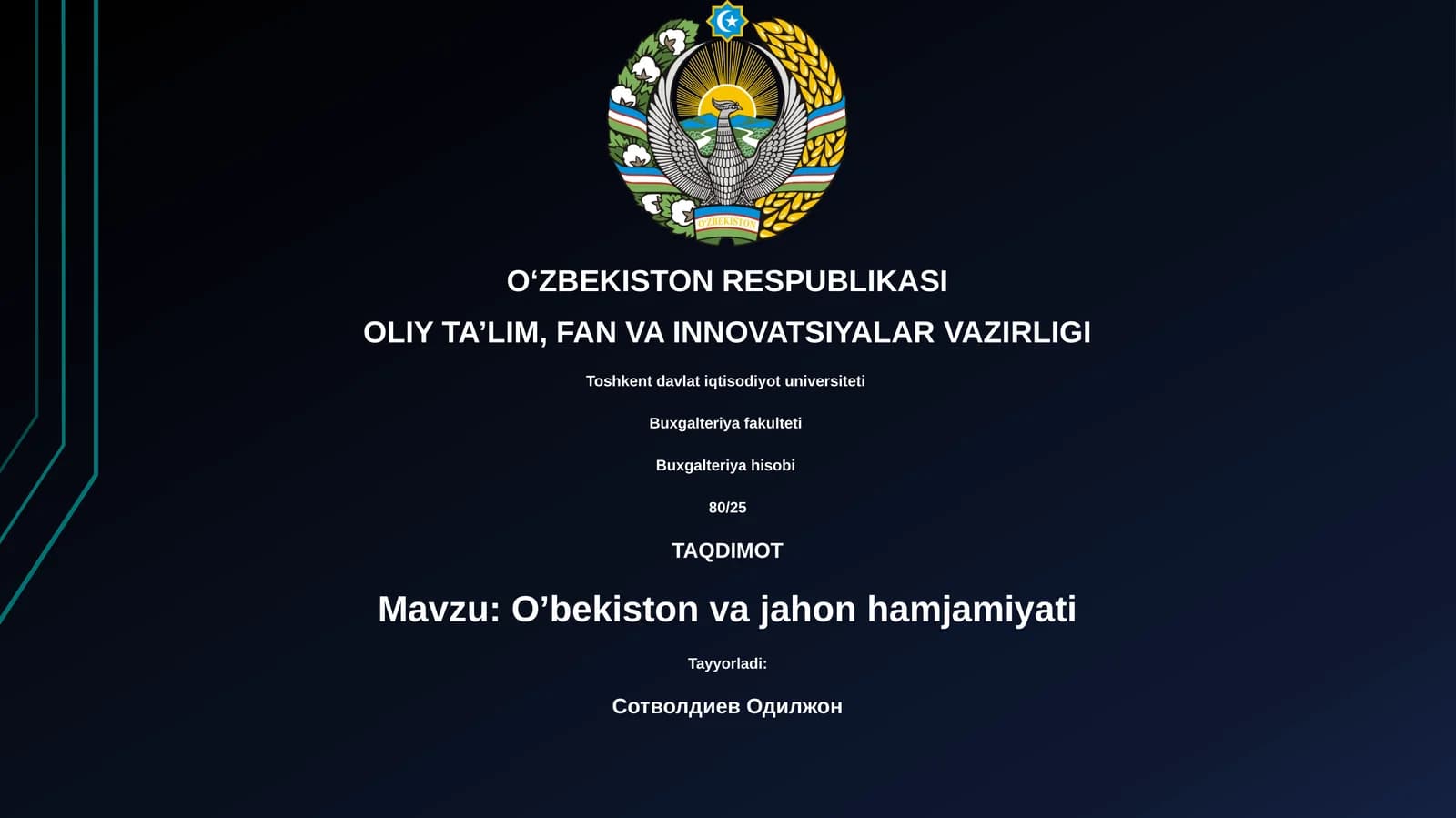 O'zbekiston va jahon hamjamiyati
