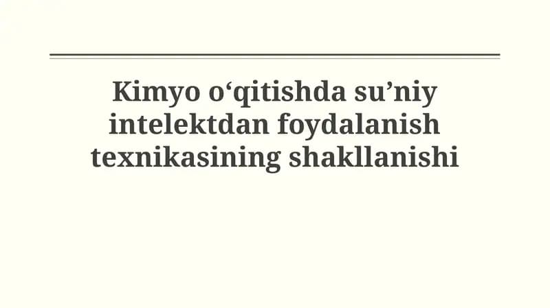 Sun'iy intellektning kimyo ta'limi